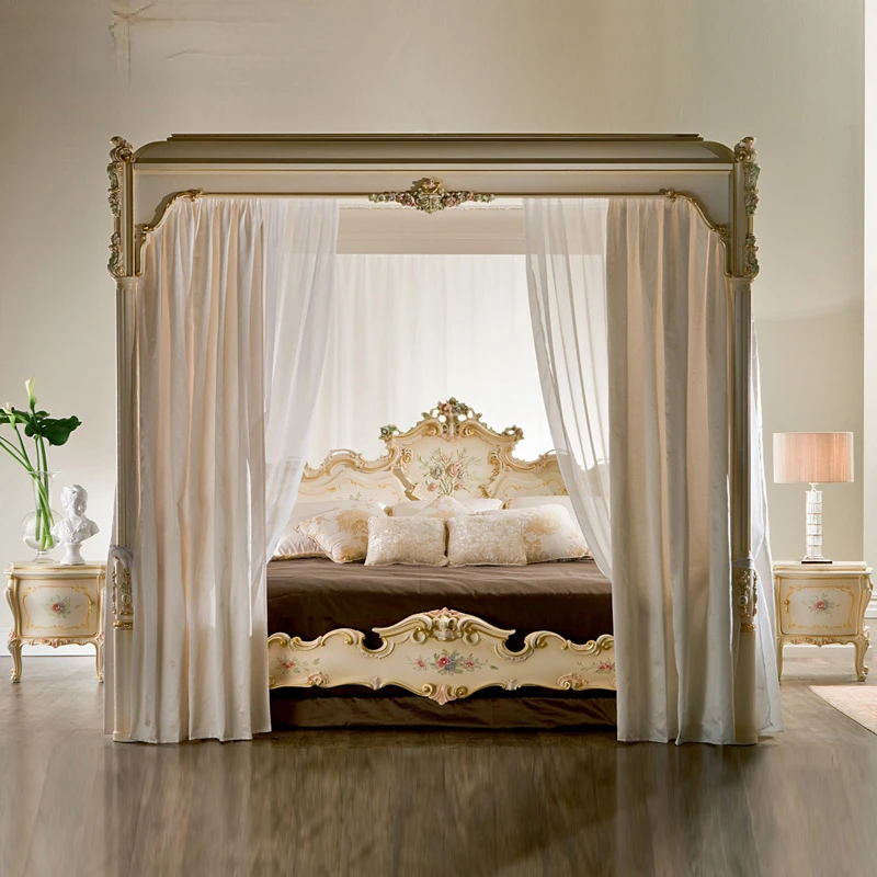 

Роскошная Европейская вилла на заказ, двойная кровать принцессы 1,8 м, дворец, спальня, мебель для королевского двора, внутренняя резная мебель из массива дерева