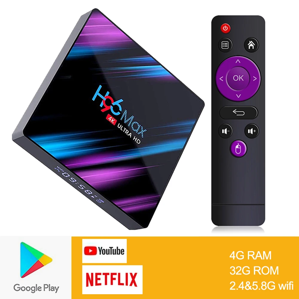 

2023 4K Smart Tv Box H96Max with 2.4G WiFi Hd 4GB RAM 32GB ROM Wifi Support Youtube 3.0 DLNA Android Set Top Box Media Player