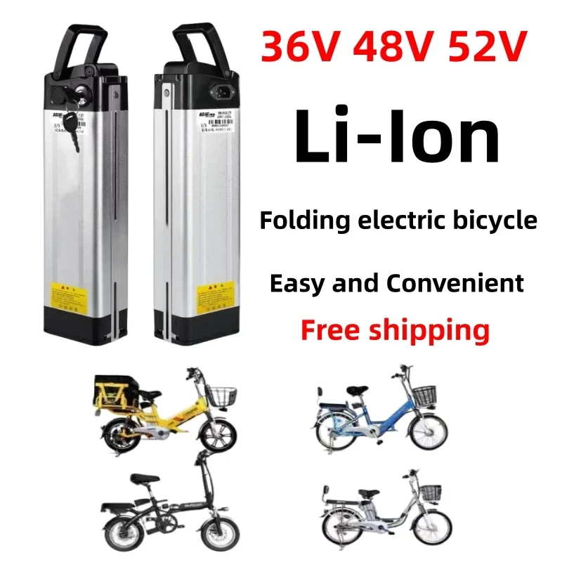 

Lithium Battery Box 48V 35 Amp Large Capacity Folding Car Electric Bicycle Universal 36V30Ah Silver Fish Haiba Box+Free Shipping