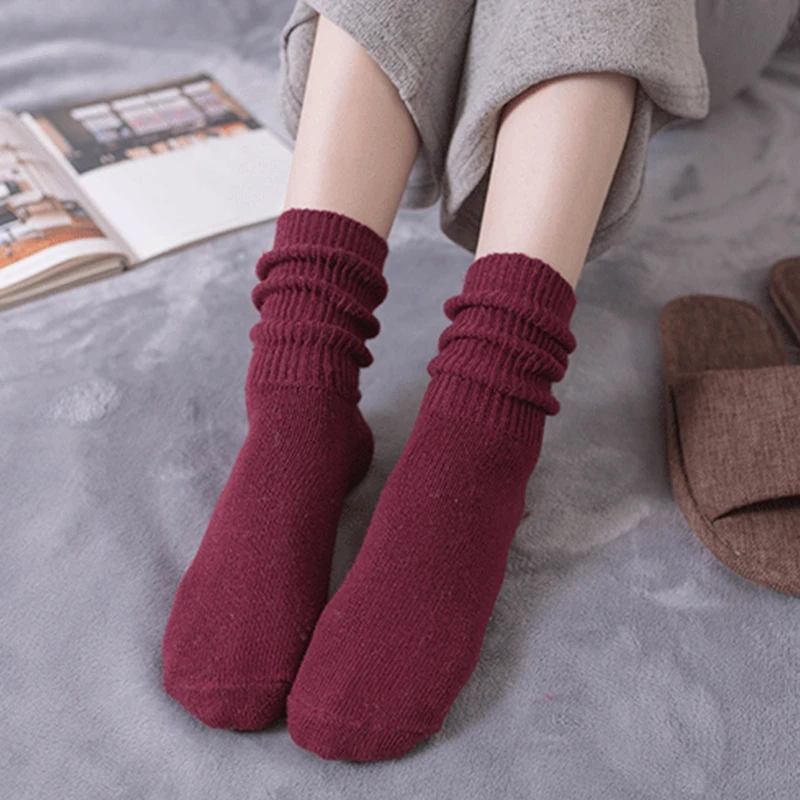 Зимние Женские однотонные теплые носки ультратолстые женские домашние