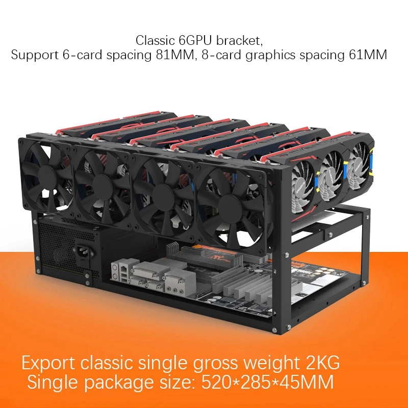 Открытый каркас для майнинга ETH/ETC/ZEC Ether аксессуары инструменты 6 GPU 8 стойка