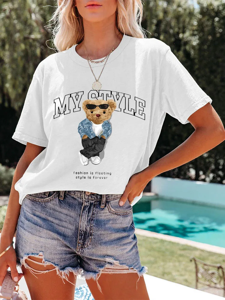 

Funny My Style Print Tees For Woman Cotton Breathable Trend Summer Clothing Cartoon Graphic Women T-Shirt Street Oversized Tops