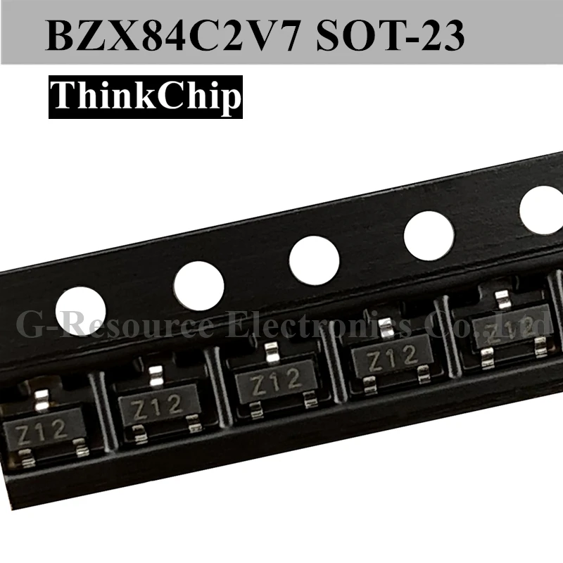 

(100 шт.) BZX84C2V7 SOT-23 SMD стабилизированный диод напряжения 2,7 в (маркировка Z12)