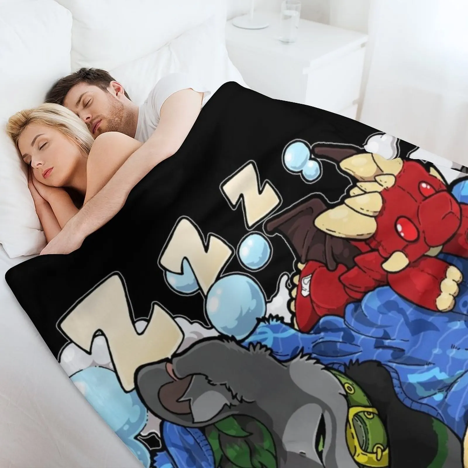 Woof Dreams (черное) Одеяло для пикника Очень большое одеяло в стиле манга