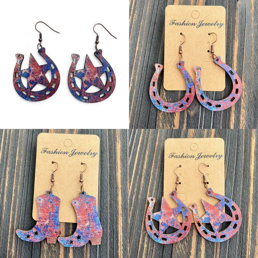 Женские серьги в форме подковы со звездами | Серьги-подвески