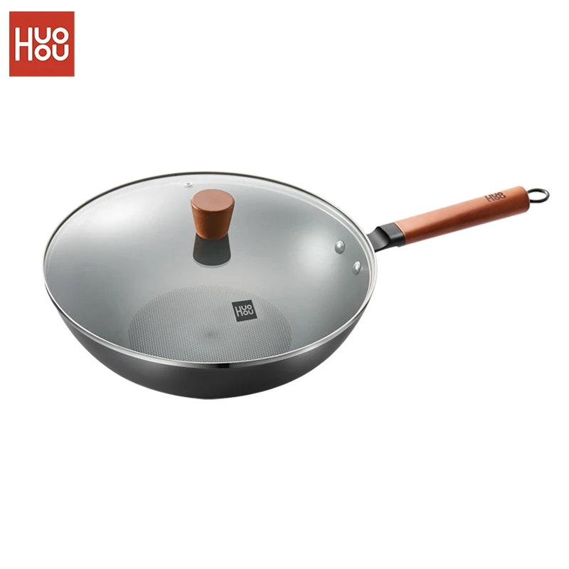 

Huohou Cookware Refined Iron Wok Non-coating Rust Proof Pot Nonstick Frying Pan Induction Cooker Gas Stove for Xiaomi Mi Home