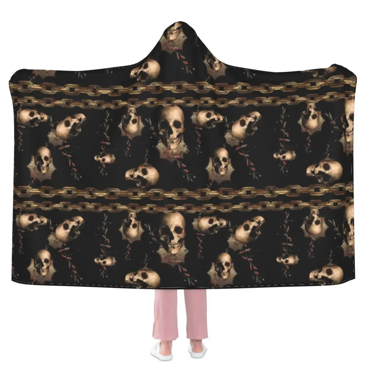 

Steampunk Skull Blanket Gold Chain Ediemagic Guilding Cheap Aesthetic Hooded Bedspread Fleece Winter Super Soft Blanket