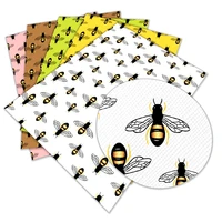 hardworking bee pattern cross grain faux synthetic leather for diy earrings hair bow handbags 2230cm