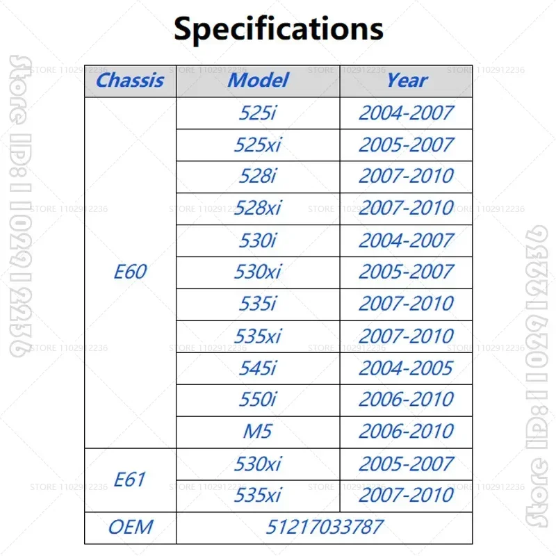 Фото Для 2004-2010 E60 E61 BMW 525i 528i 530i 535i 545i 550i M5 резиновое уплотнение передней двери 51217033787 №2