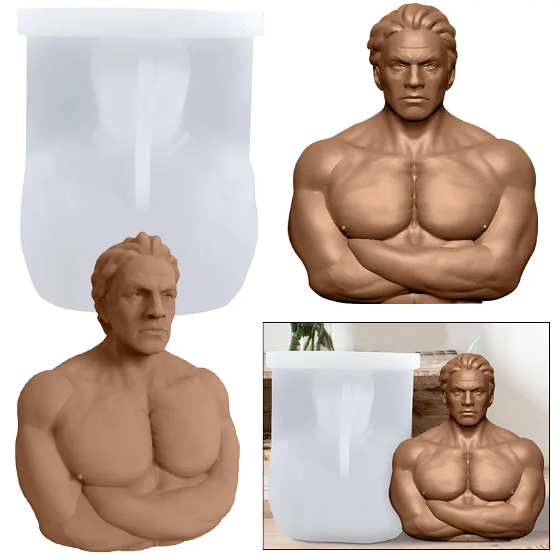 3D Strong Muscle Male Body Silicone Mold Resin Wax Melt Soap Clay DIY Candle Molds for Making силиконовые формы |