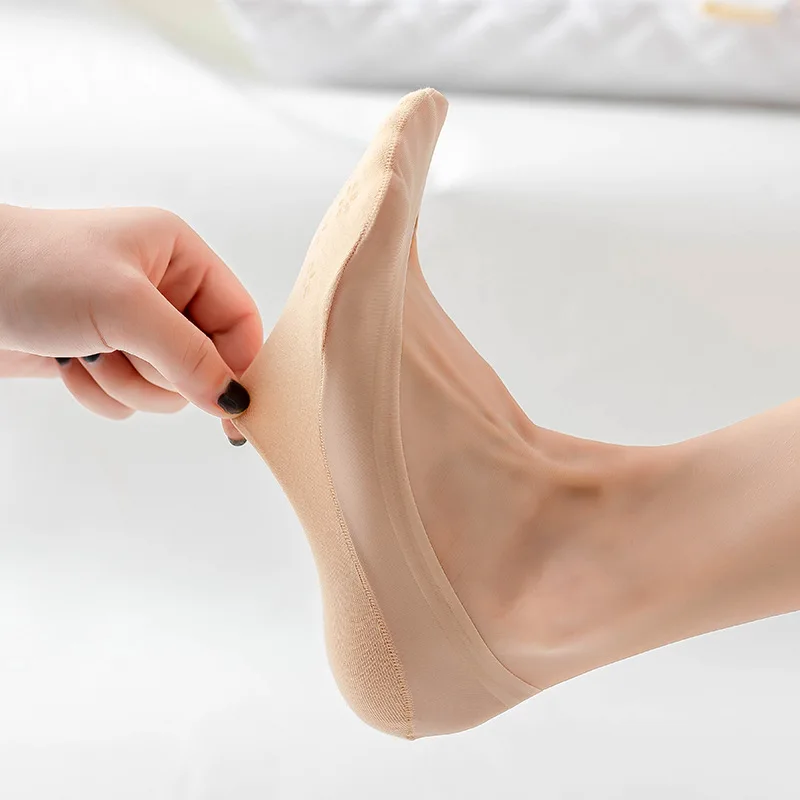 5Pairs Ultra-thin Women Socks Silicone Anti-slip Invisible No Show Sock Summer Breathable Sock Ice Silk Low Cut Boat Socks