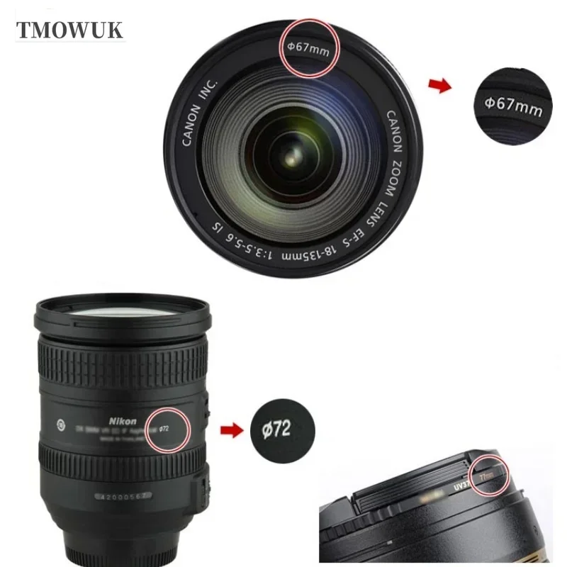 Фото Защитная крышка для объектива камеры SONY A33 A7S A7R4 A7C2 A560 A350 A68 A55V, центральная, с защелкой, 49 мм, 52, 55, 58, 62, 67, 72, 77, 82 №3