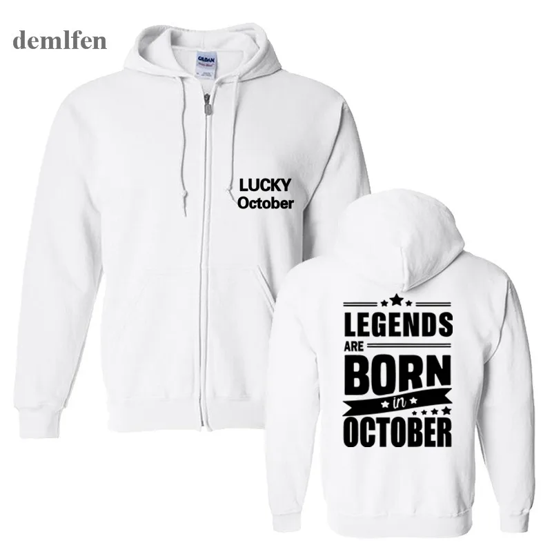 

Legends Are Born In October Sweatshirt Funny Birthday Gift Design Dad Brothers Hoodies Novelty Men Cotton Coat Hoodies