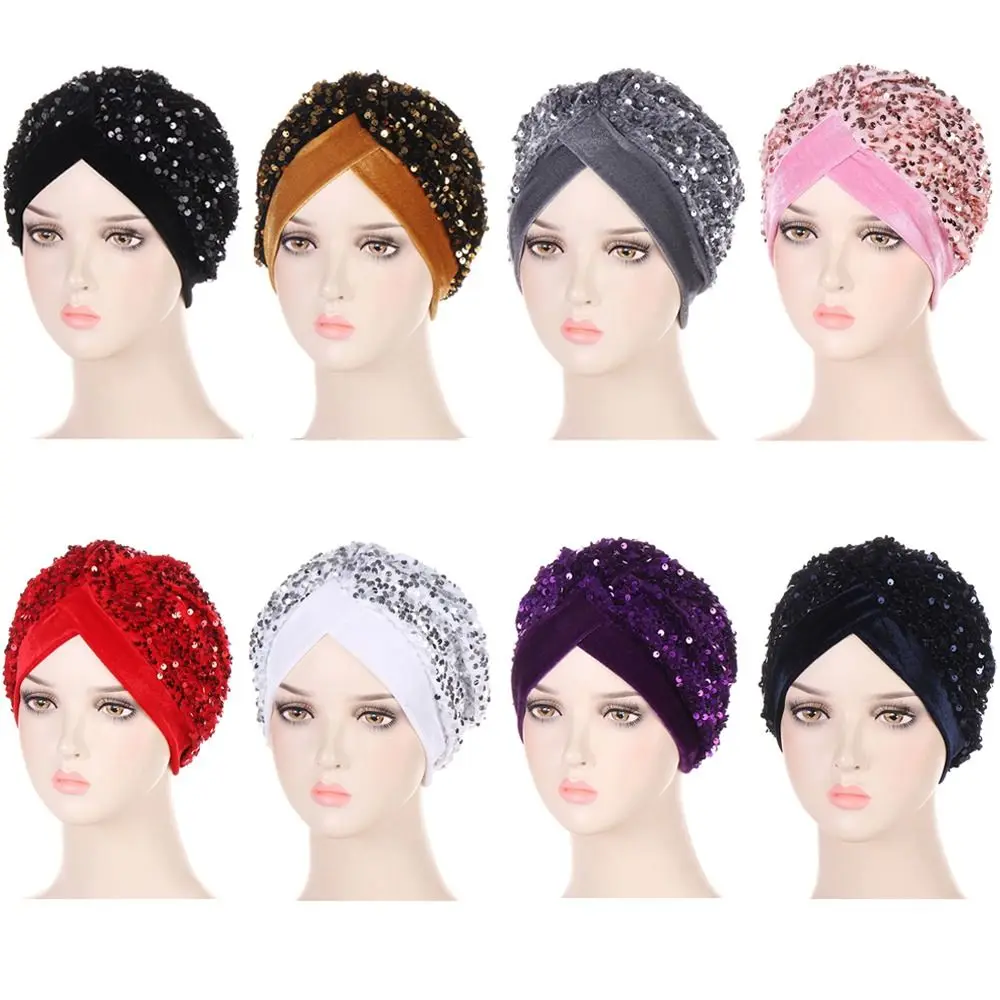 

Elegant Stretchy Headscarf Headband Hijab Chemo Cap Head Wraps Muslims Bonnet Turban Hat