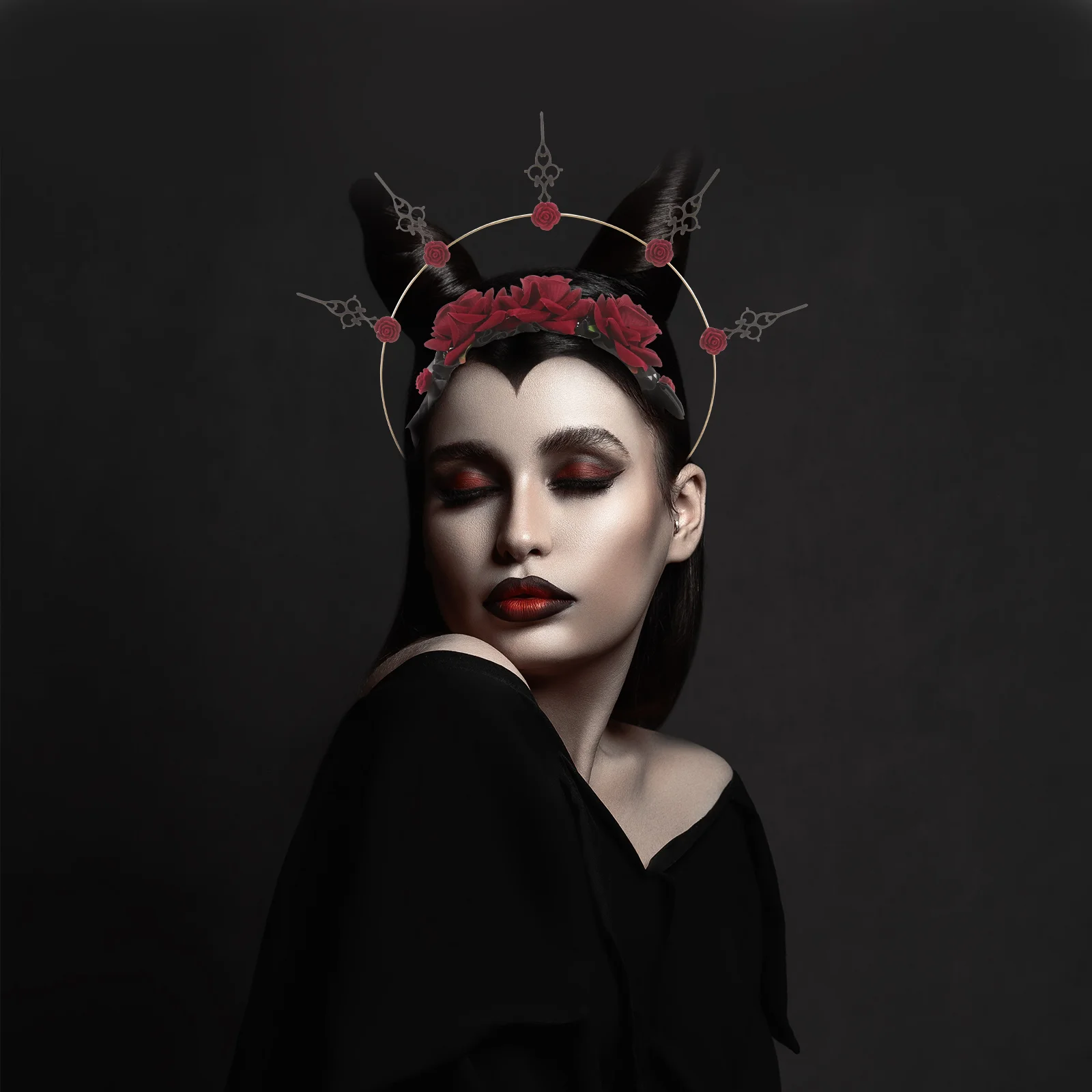 

Halo Crown Headpiece Halloween Crown Cosplay Performance Props Hair Carnival Headpieces Women Metal