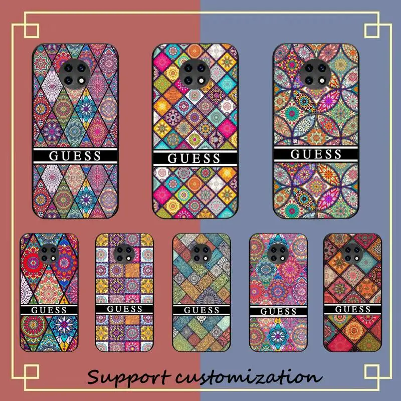 

Luxury brand Guess Mandala Flower Totem Art Phone Case For Xiaomi Redmi Note8A 7 5 Note8pro 8T 9Pro note 6pro Capa