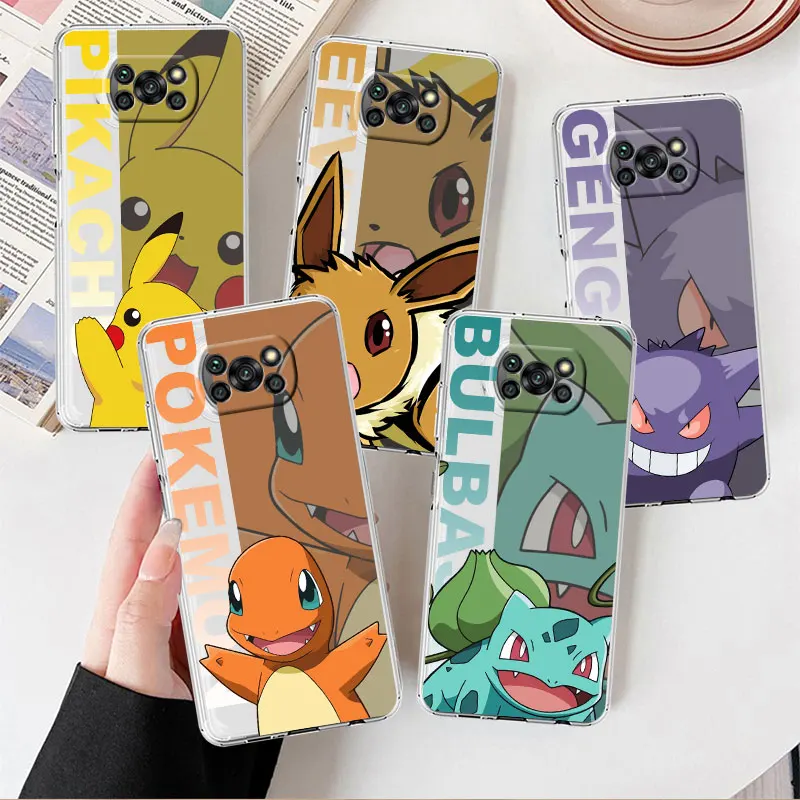 

Pokemon Gengar Clear Case For Xiaomi Mi Poco X3 NFC M3 Pro F3 F1 11 Lite 12 Redmi Note 10 9S 8 7 9 Soft Phone Cover