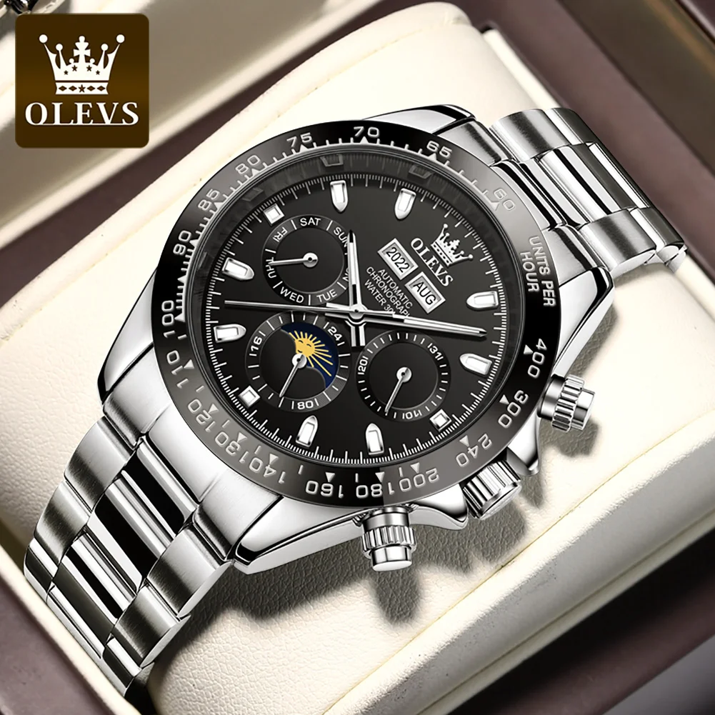 OLEVS Men Luxury Watch For Man Mens Top Brand Mechanical Wrist Watches Stainless Steel Waterproof Luminous Automatic Watch Men enlarge