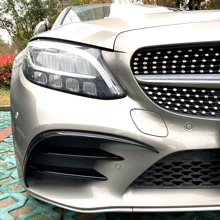 Наклейка на передний бампер отделка крышки для Mercedes-Benz C-Class W205 C200 C260 Facelift 2019 + ABS