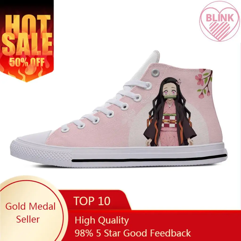 

Anime Demon Slayer Kimetsu No Yaiba Kamado Nezuko Casual Cloth Shoes High Top Lightweight Breathable 3D Print Men Women Sneakers