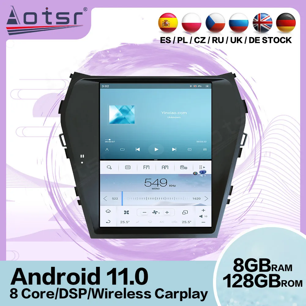 

Мультимедийный стереопроигрыватель на Android с процессором Qualcomm и экраном Tesla для Hyundai Santa Fe ix45 2013, 2014, 2016, 2015, 2017, 2018, головное устройство с радио