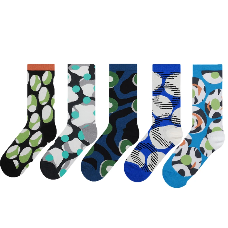 

Harajuku Autumn And Winter New Products Pop Psychedelic Fashion Trend Socks Men's Hip-hop Sports Socks Women's 5 Pairs Of Socks