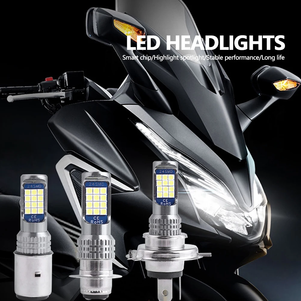 Светодиодные лампы H4 BA20D P15D для мотоциклетных фар 6000k дальний/ближний свет 3030 12SMD