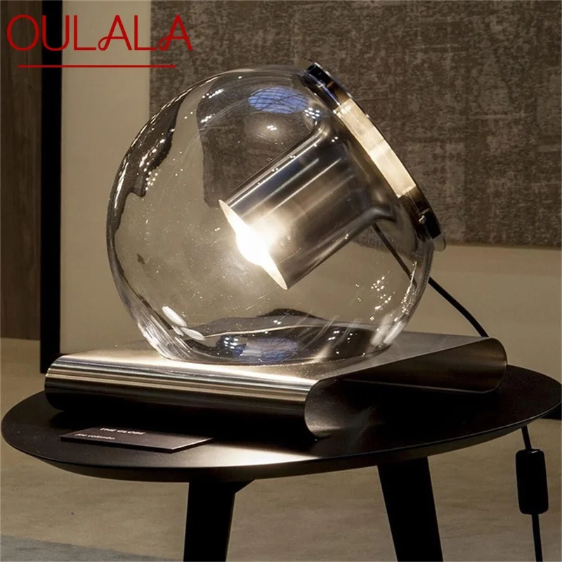 

OULALA Nordic Simple Table Lamp Modern Creative Design Glass Ball LED Study Bedroom Home Decor Desk Light