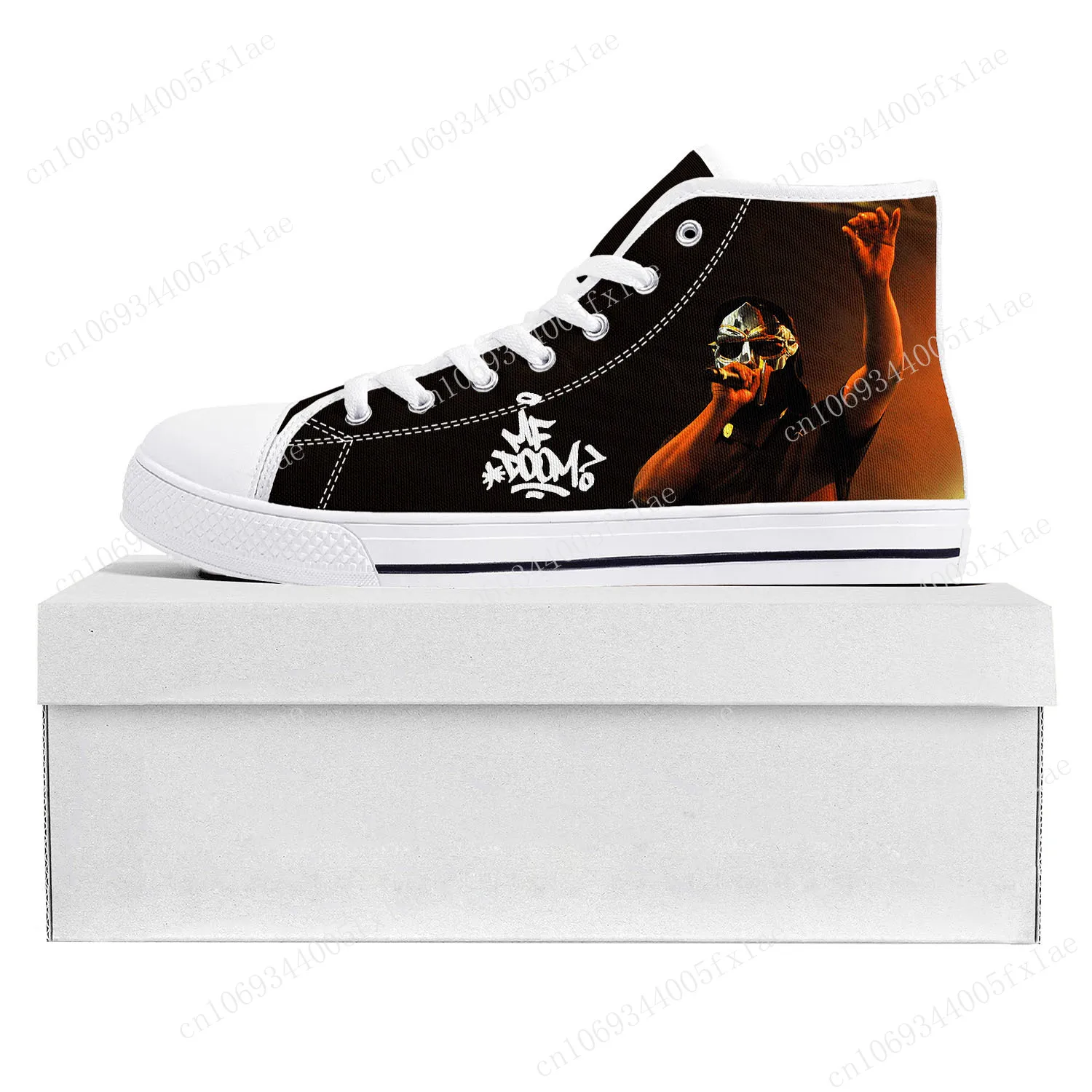 

MF Doom Hip Hop Rapper High Top High Quality Sneakers Mens Womens Teenager Canvas Sneaker Casual Couple Shoes Custom Shoe White