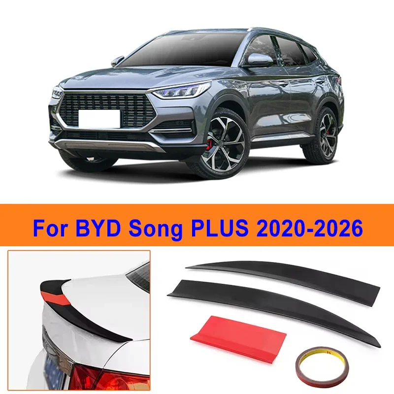 Фото Для BYD Song PLUS 2020-2026: 3-секционный задний спойлер из ABS-пластика, регулируемый 115-125 см, спортивный декоративный верхний спойлер, внешние детали для автомобиля №1