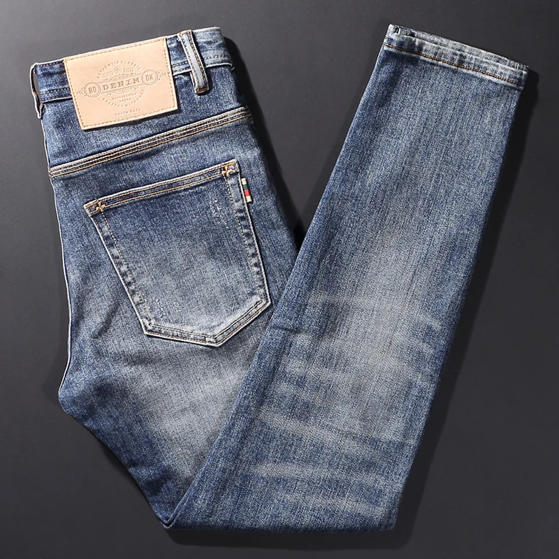 Дизайнерские уличные модные мужские джинсы в европейском и американском стиле