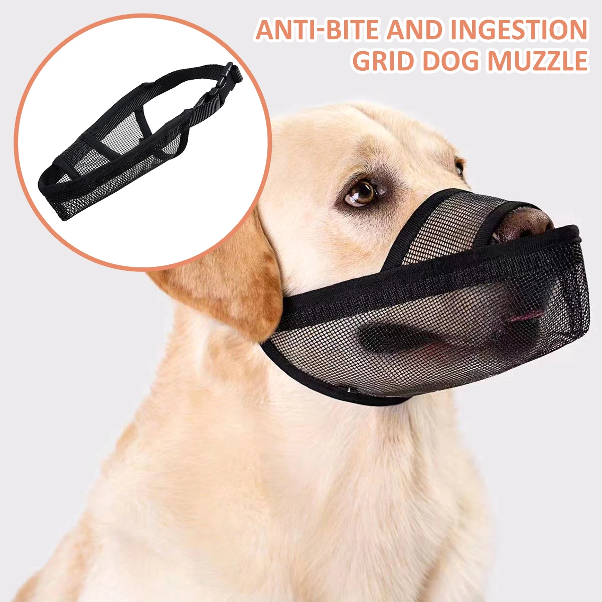 

Dog Muzzle Comfortable Breathable Mesh Dog Mouth Cover Adjustable Drinkable Dog Protection Muzzle Prevent Biting Chewing and