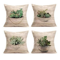 45cm green plant succulent potted plant printed pillowcase sofa cushion cover linen for home bed sofa living room office