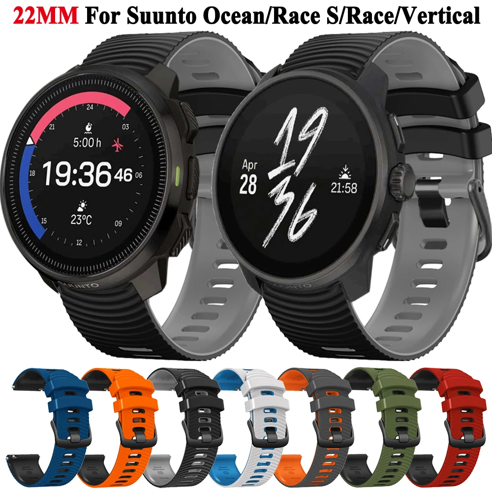 Силиконовый ремешок 22 мм для Suunto Ocean/RACE S/вертикальный браслет 5 9 Peak Pro сменный