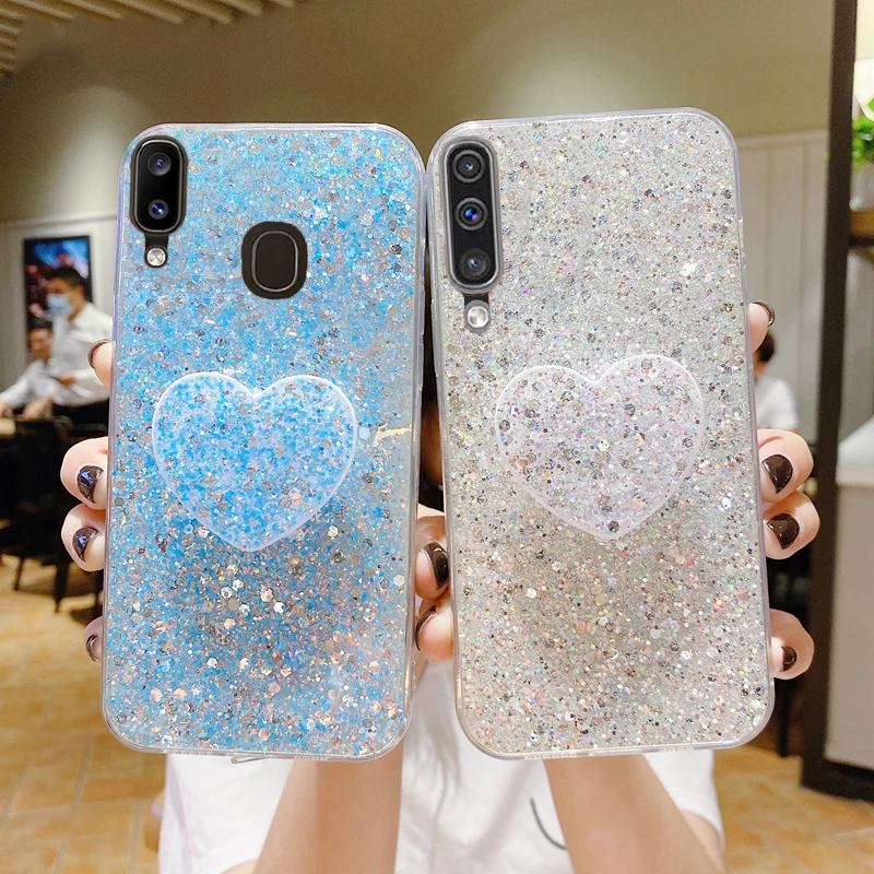 

Shiny Glitter Heart Love Phone holder Case For vivo Y20 Y11 Y11S Y12S Y21 Y21S Y33S Y51 Y77 V20 V21 V21E V23 Soft Silicone Cover