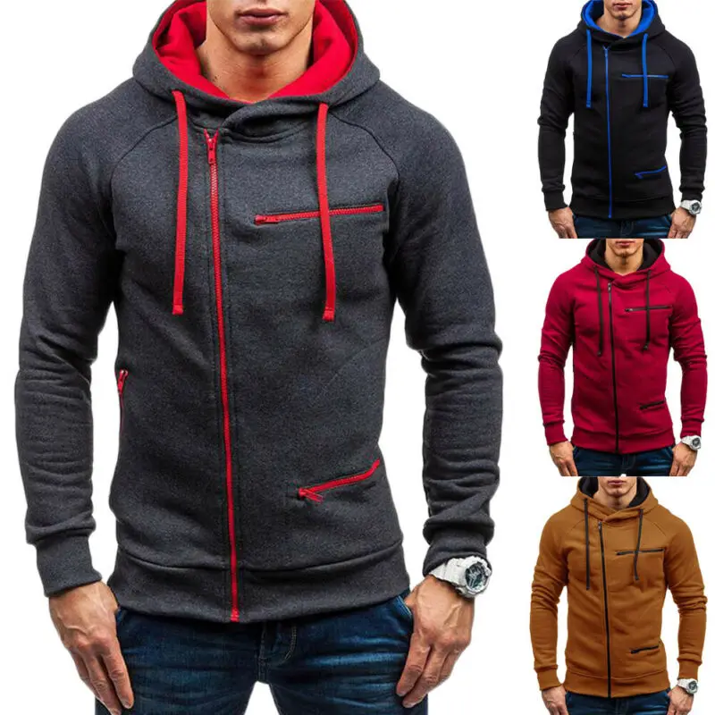 

Jacket Men Zipper Solid Hooded Hoodies Men Winter Male Coat Drawstring Hoodies Casual Sweatshirts Sweatshirts Sports Tops Autumn