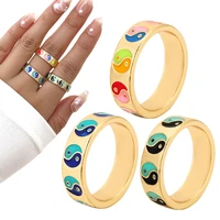 retro china style multi color tai chi yin yang oil drip finger ring women men european and american personality creative rings