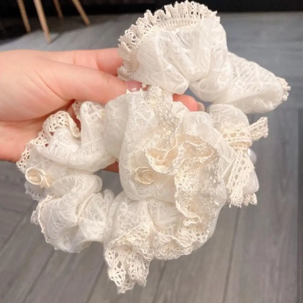 Большие женские кружевные резинки для волос эластичная резинка держатель хвоста