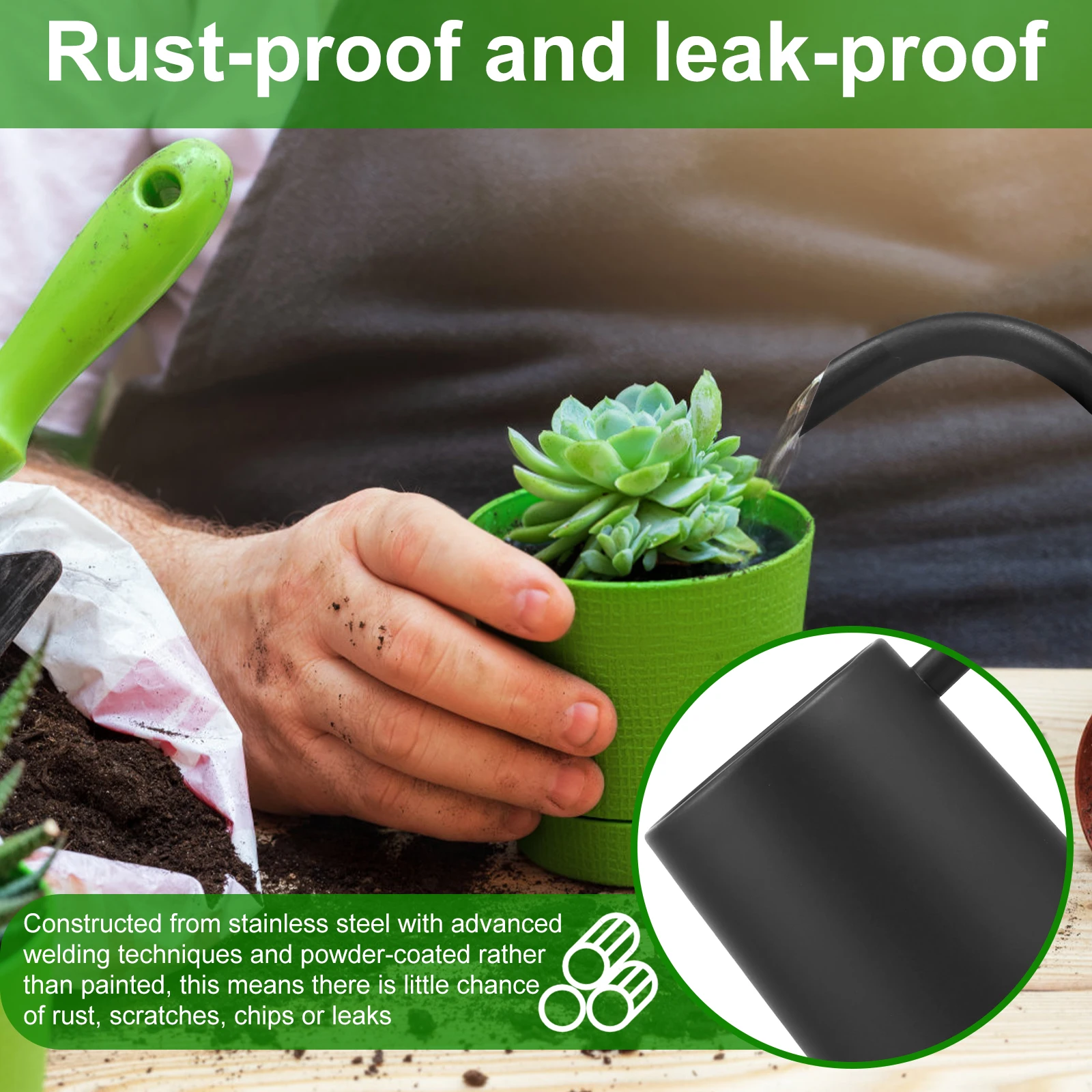 Маленькая лейка Leika объемом 1 л с деревянной ручкой длинная насадка из