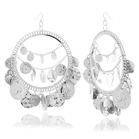 Богемные модные большие круглые висячие серьги с блестками и монетами для женщин, Подвесные серьги золотого цвета, эффектные трендовые ювелирные изделия, аксессуары