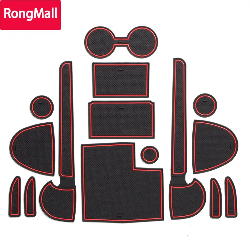 

RongMall Gate slot pad For MITSUBISHI TRITON L200 2015 - 2018 4DR 2016 2017 Interior Door Pad Cup Holders Non-slip mats 15pcs