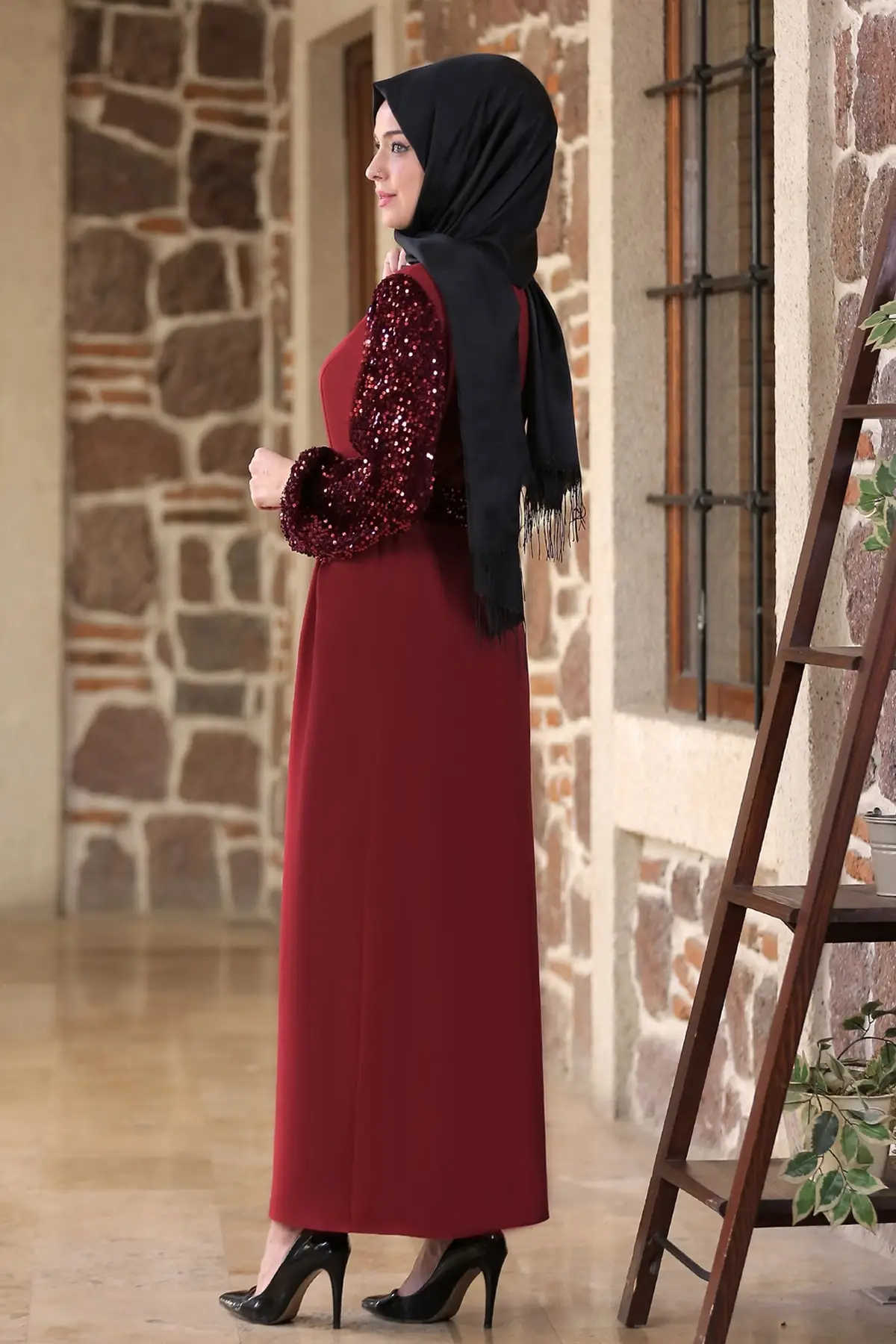 

Women's Festa Breath Bordeaux Fashion Muslim Women Hijab Dress