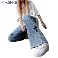 high street flared pants new y2k high waist street embroidery street wide leg pants trend jeans for women high waisted jeans