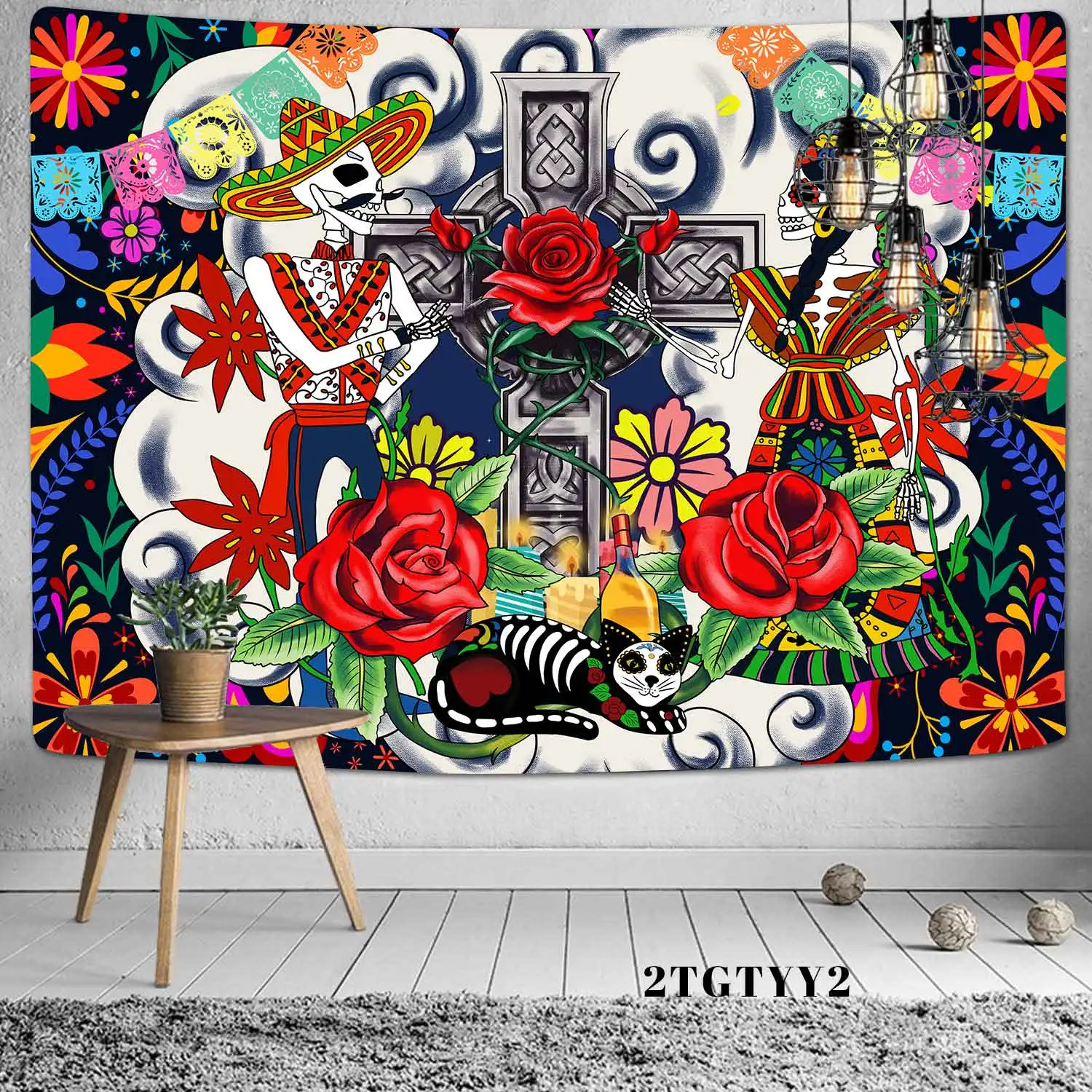 

Gothic Skull Tattoos Posters Banners Flags Tapestry Mysterious Viking Meditation Psychedelic Runes Art Wall Hanging Tapestries