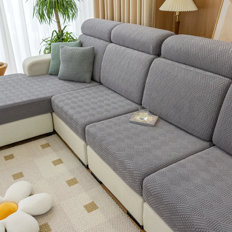 

1pcs Surrounded Elastic Sofa Seat Cushion All-around elasticity Sofa Cover 4 Seasons Anti-slip Checks Headrest Backrest Covers