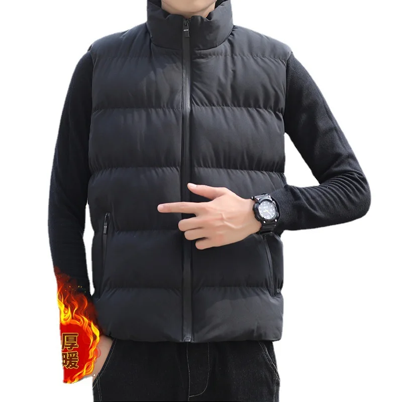 2021 New Cotton Clothes Men's Vest Thickened Fashion Business Leisure Middle Aged Simple Korean Cotton Clothes Men's Vest