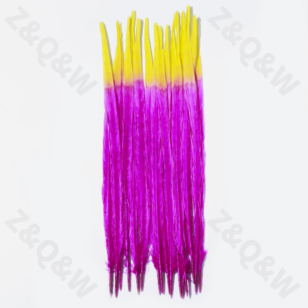 

New natural 40-45CM/16-18 inches pheasant tail dyed plum red plus yellow 100pcs feathers DIY shopping festival headwear crafts