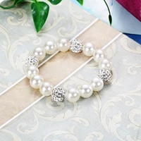 imitation pearl beaded chain bracelet for women fashion luxury rhinestone cuff jewelry gift