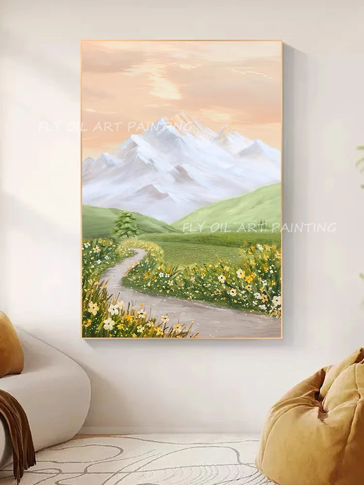 

Картина маслом «Снежная гора», цветная красивая картина, холст ручной работы, плотная Современная Текстура, для офиса, гостиной, подарок, 100%