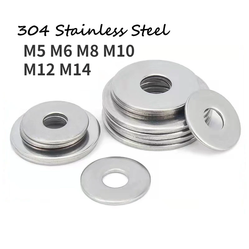 

1/2/5/10 шт., сверхбольшая плоская шайба из нержавеющей стали 304, плоская шайба GB5287 M5 M6 M8 M10 M12 M14